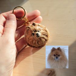 Custom keychain with pet portrait from photo, dog portrait, cat portrait, gift for dog lovers.