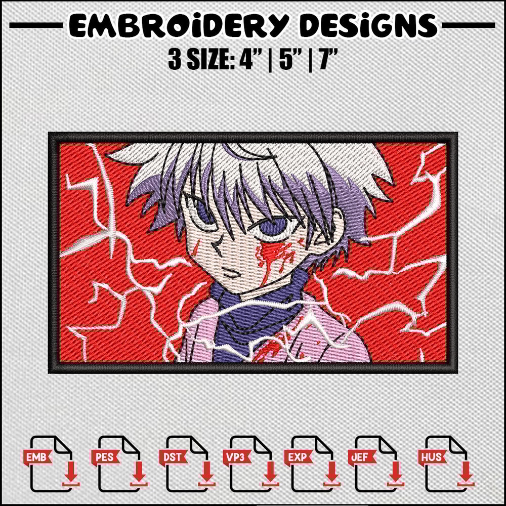 Killua rectangle embroidery design