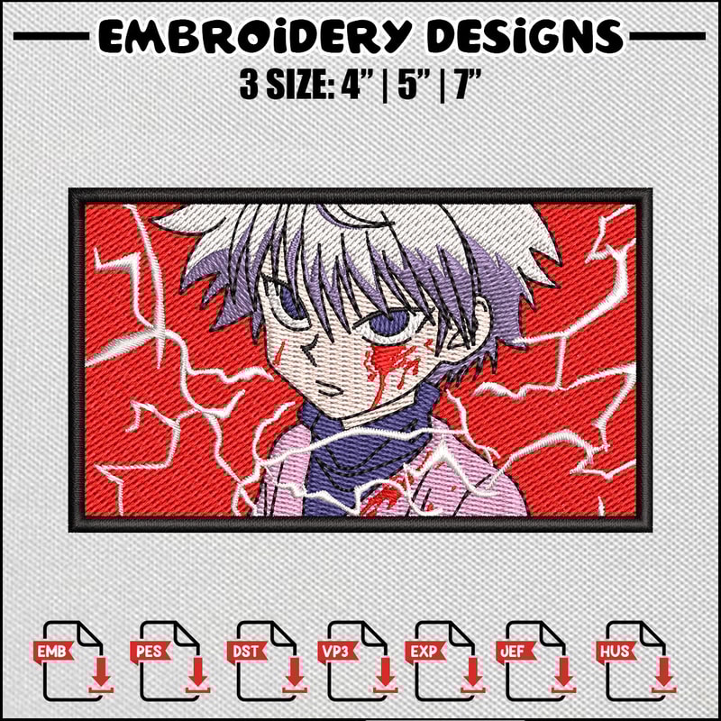 Killua rectangle embroidery design