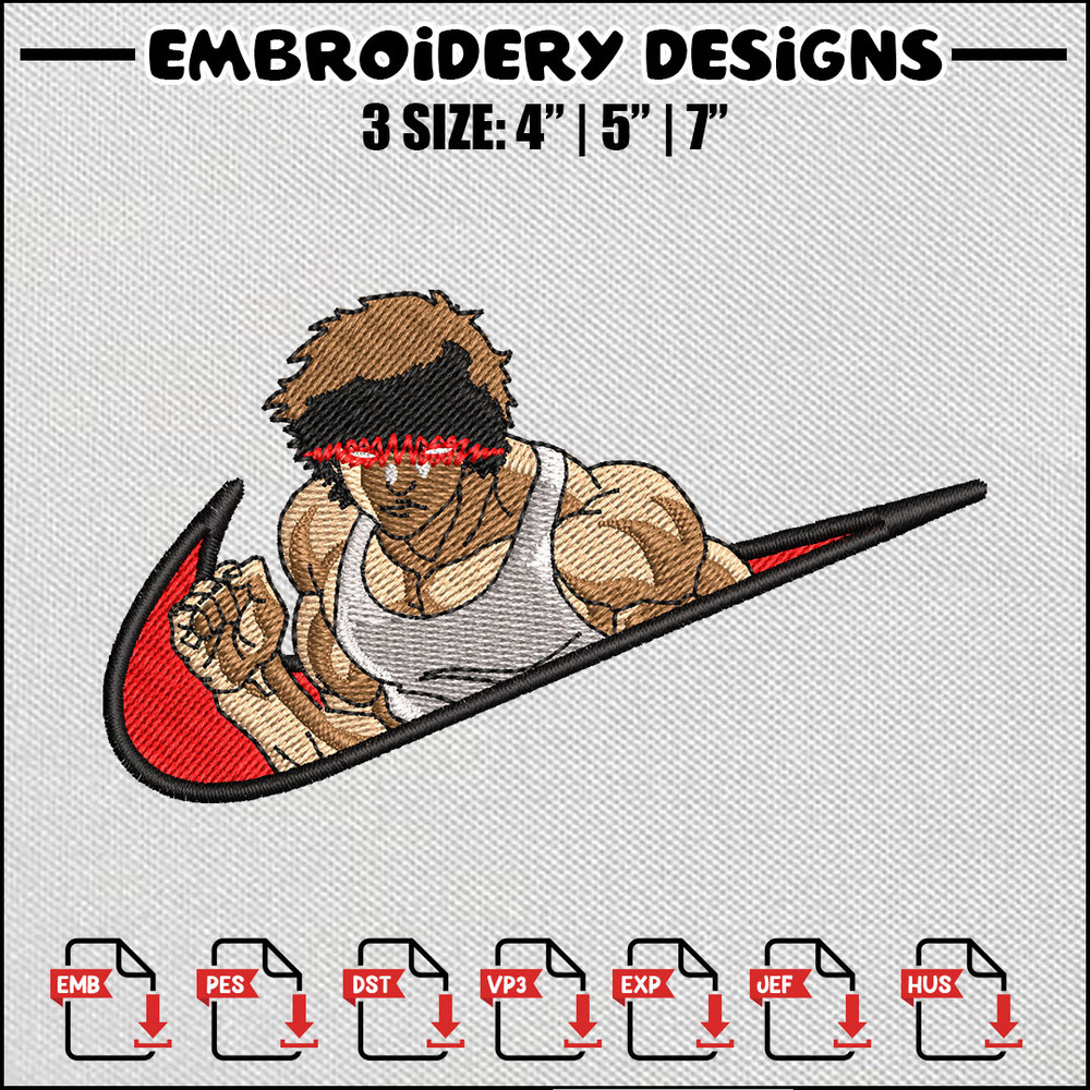 Baki swoosh embroidery design
