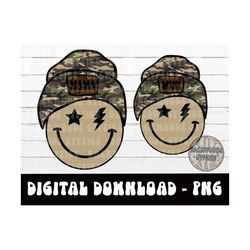 camo print mama and mini beanie smileyy png - mama mini digital design - camo mama digital design - sublimation design -