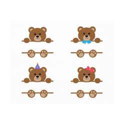 Bear Split Monogram Svg Teddy Bear Svg Cute Bear Svg Bear Face Png Bear Birthday Svg Personalized Teddy Bear Cut File Si