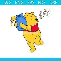 winnie the pooh honeybee svg, disney svg, pooh svg, pooh bear svg, bees svg, honey svg, bumble bees svg, pooh runing svg