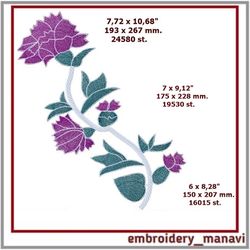 Carnation flower in 3 size Machine Embroidery Design