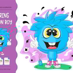 cheering cartoon boy. t-shirt, svg, png