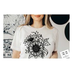 boho sunflower svg, sunflower illustration svg, sunflower svg, boho flower svg, flower quotes svg, sunshine svg, kindnes