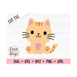 Baby Cat SVG cut file Cute orange cat Kawaii Kitty Baby Shower Boy Girl Shirt Toddler Bodysuit Nursery Silhouette Cricut