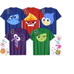 disney inside out characters portrait tee, joy, sadness, fear, disgust, anger tee,disneyland vacation trip gift,disneyla