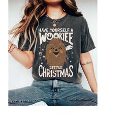 star wars wookiee little christmas sketched, chewbacca little christmas, disney world tee, galaxy's edge trip, christma
