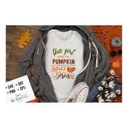 this girl runs on pumpkin spice and jesus svg, pumpkin spice svg, autumn svg, fall svg, autumn svg design