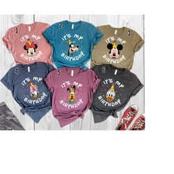 disney mickey and friends it's my birthday shirt, mickey minnie donald daisy goofy pluto shirt, disneyland trip unisex t