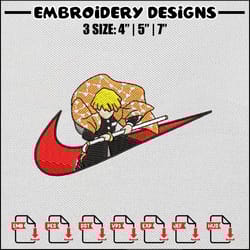 zenitsu swoosh embroidery design, demon slayer embroidery,anime design,embroidery file,embroidery shirt,digital download