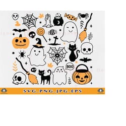 halloween little things doodles svg, cute halloween theme shirt svg, funny halloween doodle, boo, spooky, ghost, files f