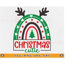 Kids Christmas SVG, Christmas Cutie SVG, Christmas Rainbow Svg, Girls Christmas Shirt Svg, Baby Christmas Svg,Cut Files