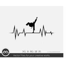 karate girl svg heartbeat - karate svg, martial arts svg, taekwondo svg, karate mom svg, cricut file for karate lovers