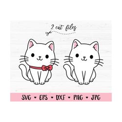 Cute Cat SVG Baby cat layered cut file Kawaii cat with bow Kitty digital stamp Funny animal Pet decal Cat lover Cricut S