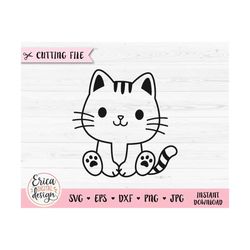 Baby Cat SVG cut file Cute sitting cat Kawaii Kitty Baby Boy Girl Shirt Toddler Bodysuit Nursery Silhouette Cricut Vinyl