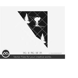 ski svg mountain hill - ski svg, snowboarding svg, skiing svg, winter svg, dxf, png for lovers