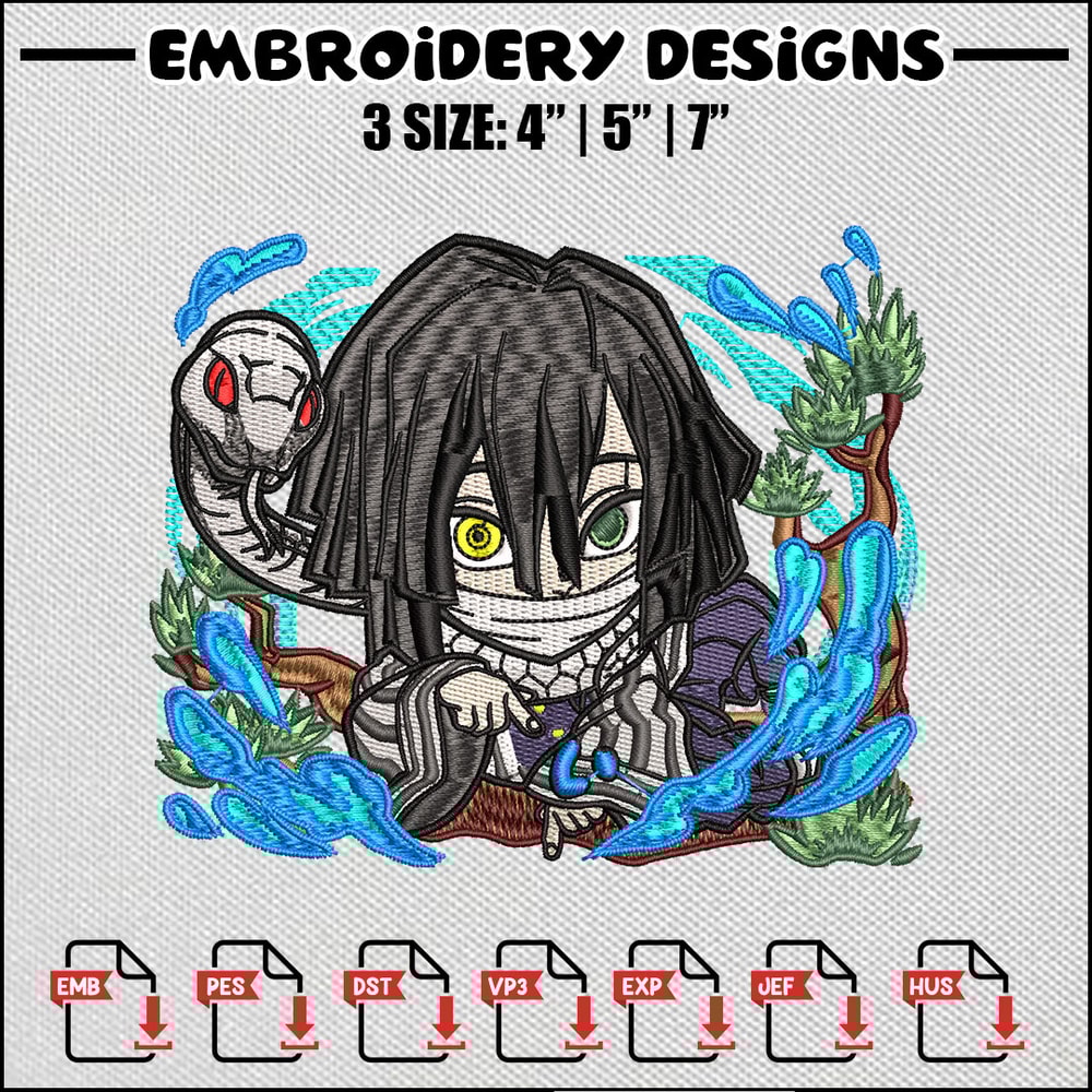 Obanai chibi embroidery design