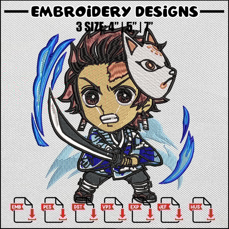 Tanjiro mask embroidery design