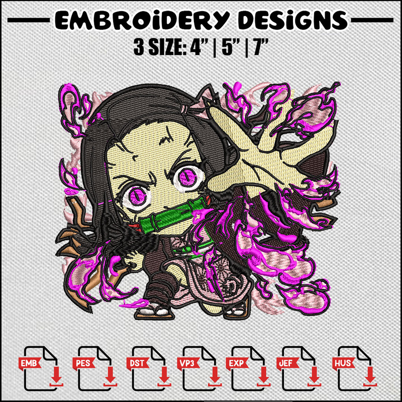 Nezuko chibi embroidery design