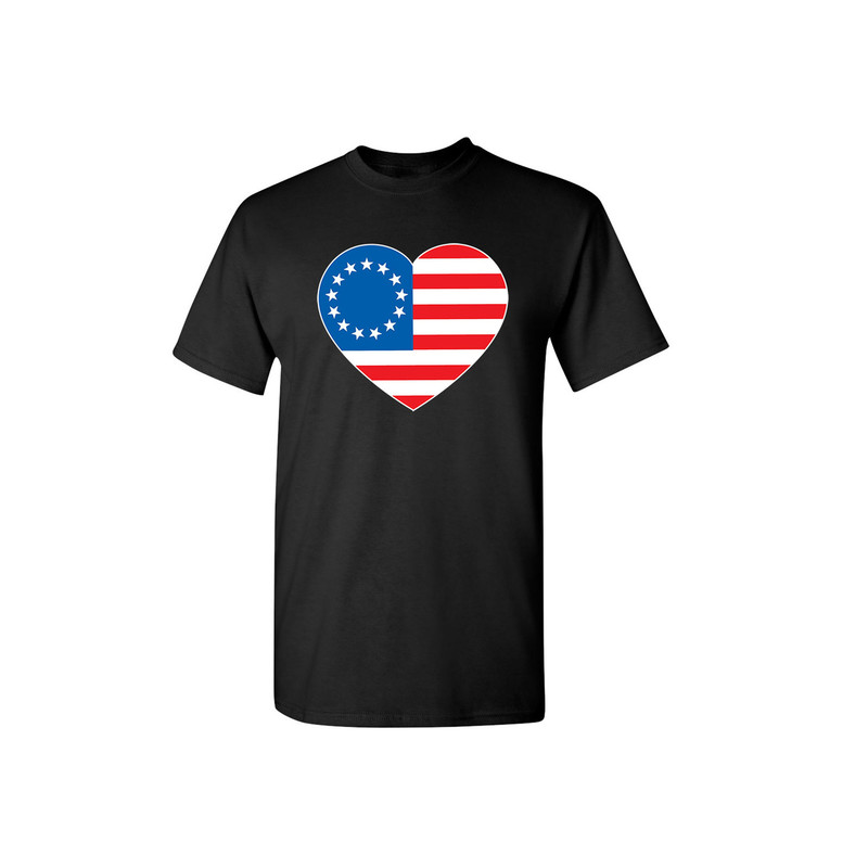 Betsy Ross Heart Shaped American Flag Sarcastic Humor Graphic Novelty Funny T Shirt.jpg