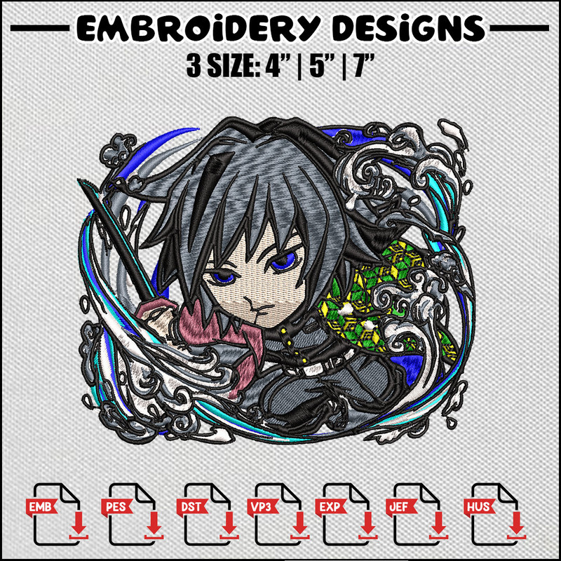 Giyu water embroidery design