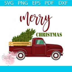 vintage red truck christmas tree svg, christmas svg, christmas truck svg, vintage truck svg, christmas gift svg, merry c