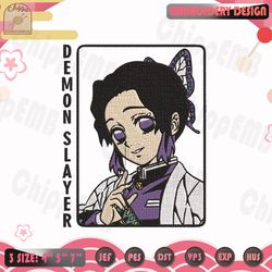kocho shinobu embroidery design, demon slayer embroidery design, anime embroidery design, machine embroidery designs
