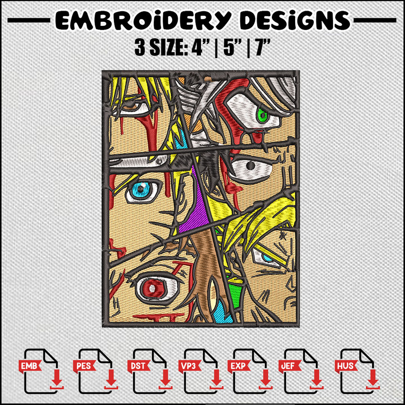 Main anime embroidery design