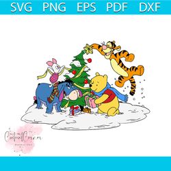 winnie the pooh christmas svg, christmas svg, pooh bear svg, tiger svg, piglet svg, eeyore svg, christmas disney svg, ch