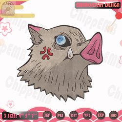inosuke embroidery design, demon slayer embroidery design, anime embroidery file, machine embroidery designs