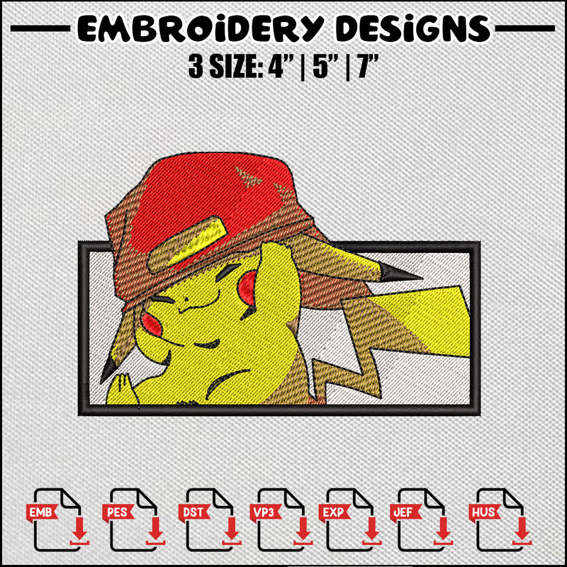 Pikachu funny embroidery design