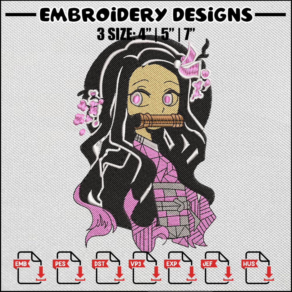 Nezuko girl embroidery design