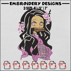 nezuko girl embroidery design, demon slayer embroidery,anime design, embroidery file, embroidery shirt, digital download