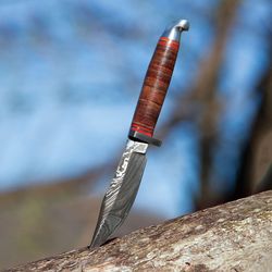 Handmade Damascus Steel 8 Inches Full Tang Skiner Knife A6