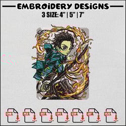 tanjiro flame embroidery design,demon slayer embroidery,anime design,embroidery file, embroidery shirt, digital download