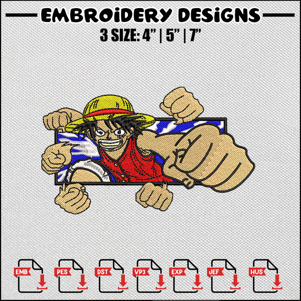 Luffy gatling embroidery design, One piece embroidery, Anime - Inspire ...
