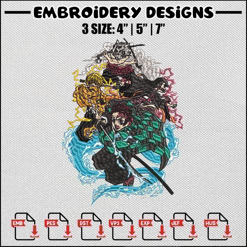 Tanjiro poster embroidery design