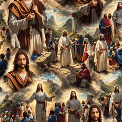 Jesus Sermon on the Mount Pattern Tileable Repeating Pattern