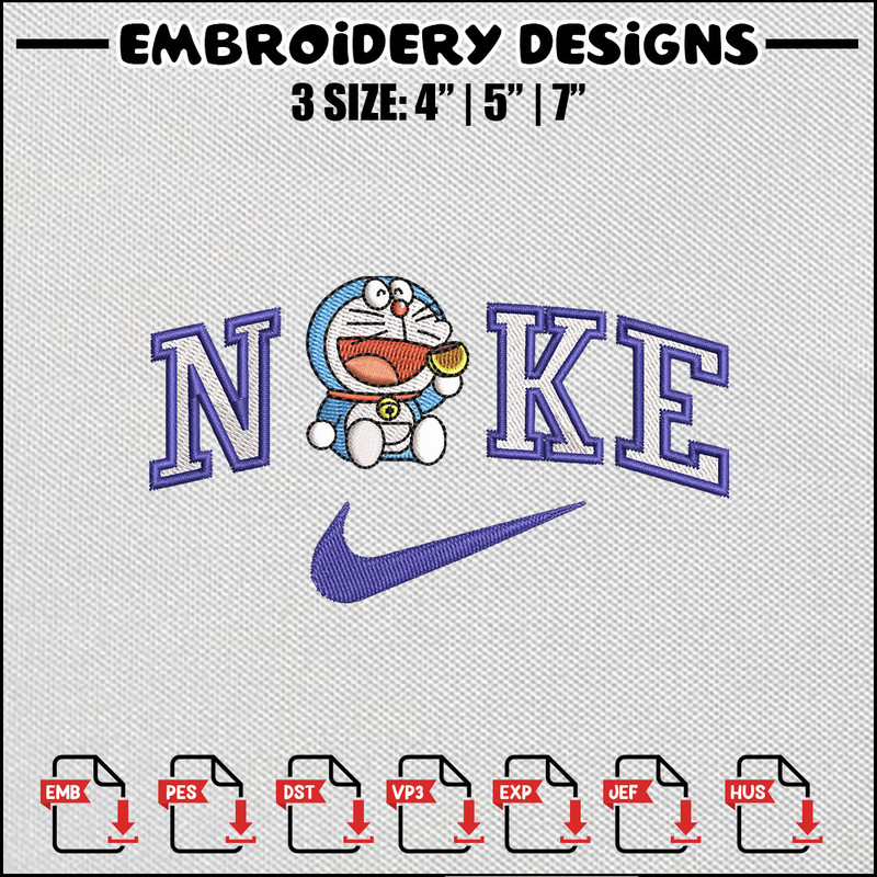 Doraemon nike embroidery design