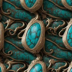 Turquoise Mounted in Bronze Pattern Tileable Repeating Pattern