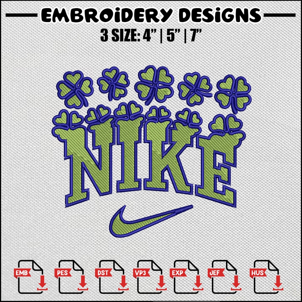 Nike green blue embroidery design