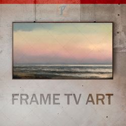 samsung frame tv art digital download, frame tv modern technique,  abstract landscape, warm color, abstract seascape