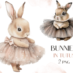 Cute bunnies in tutus, Bunnies clipart, Nursery decor, Nursery PNG, Instant download, PNG