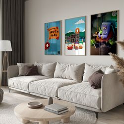 South Park Poster 3 Pack, Eric Cartman, Stan, Kyle, Kenny, Butters, South Park TV Show Poster, South Park Game Room Post