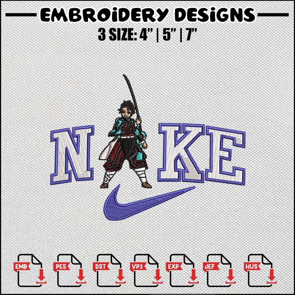 Nike tanjiro embroidery design