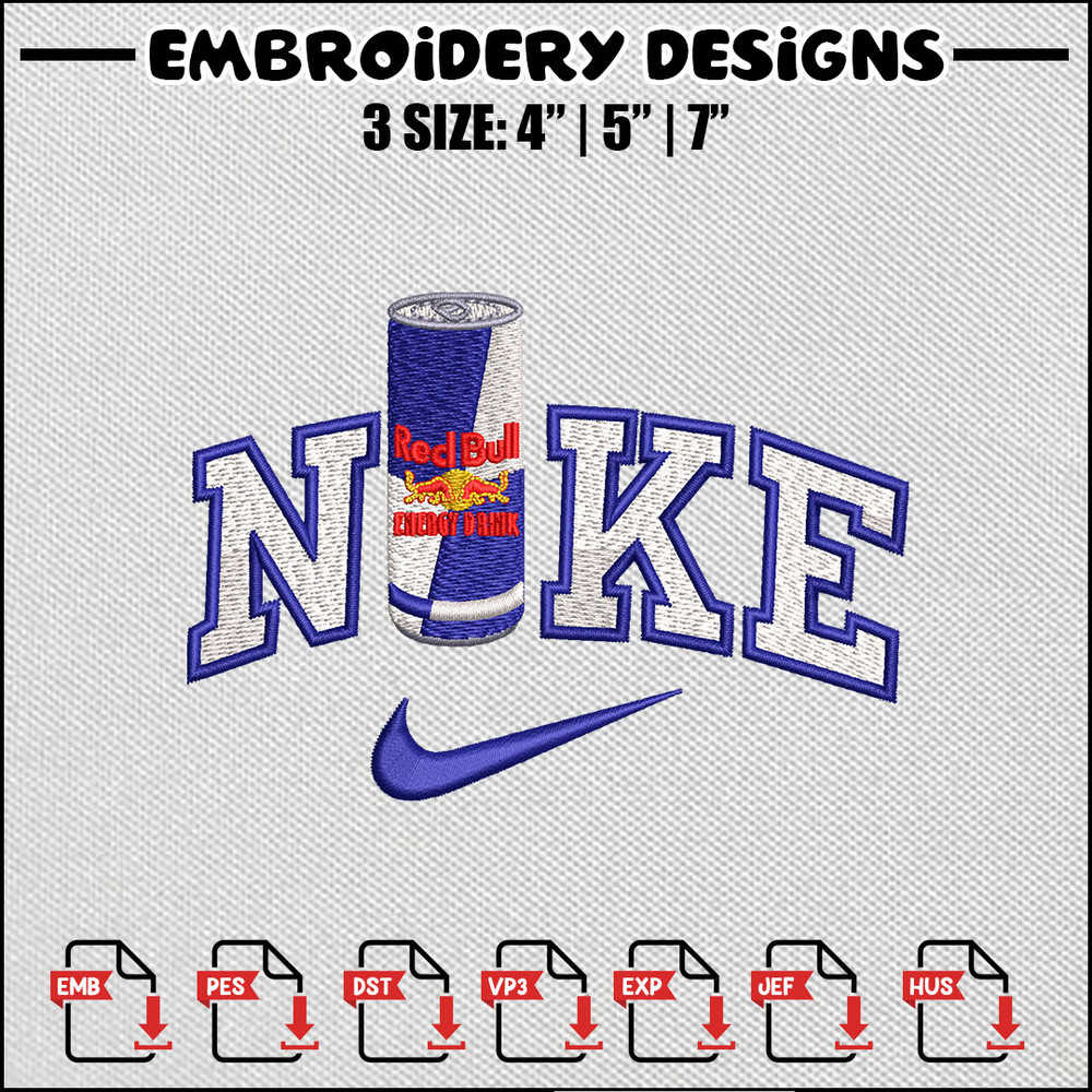 Red bull nike embroidery design