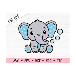 Baby Elephant SVG Cute Elephant Boy cut file Sweet Elephant Baby Shower Boy Shirt Bodysuit Kawaii Animal Kid Silhouette
