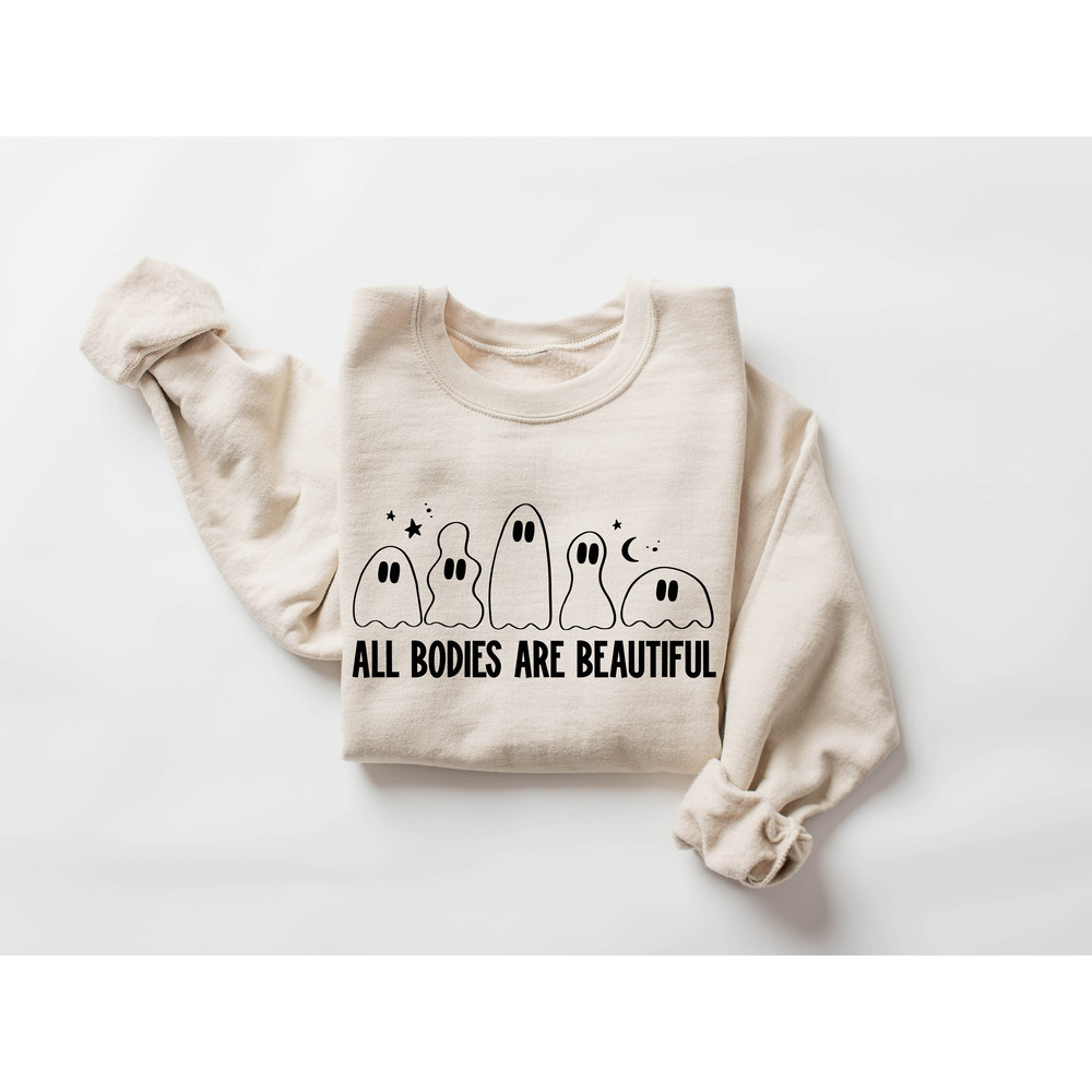 All Bodies Are Beautiful Sweatshirt, Ghost Halloween Sweater, Retro Halloween Sweatshirt, Vintage Ghost Hoodie - 2.jpg